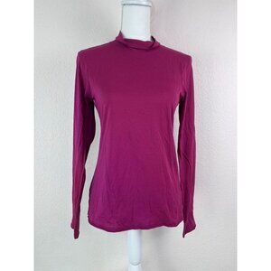 By Anthropologie women's medium mulberry mock neck long sleeve top casual